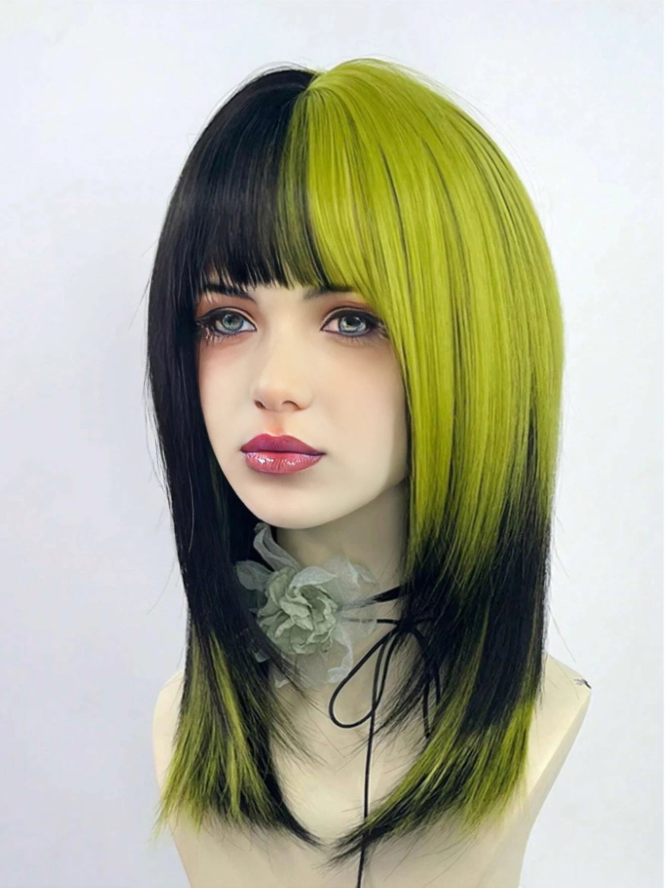 Two-Tone Straight Layered Wig with Bangs for Parties and Cosplay - 2