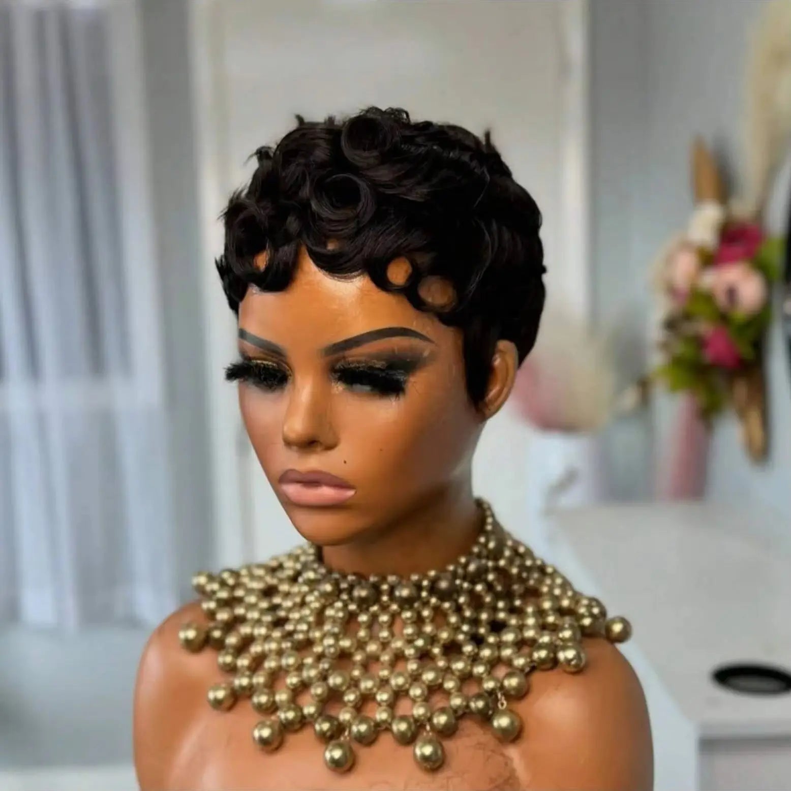 Short Curly Pixie Cut Wig for Women - 9