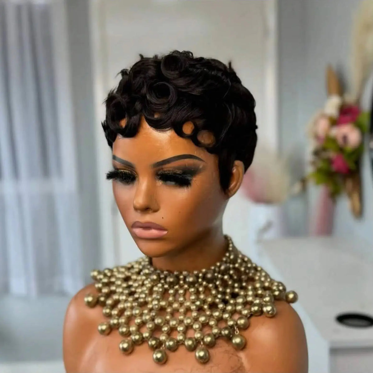 Short Curly Pixie Cut Wig for Women