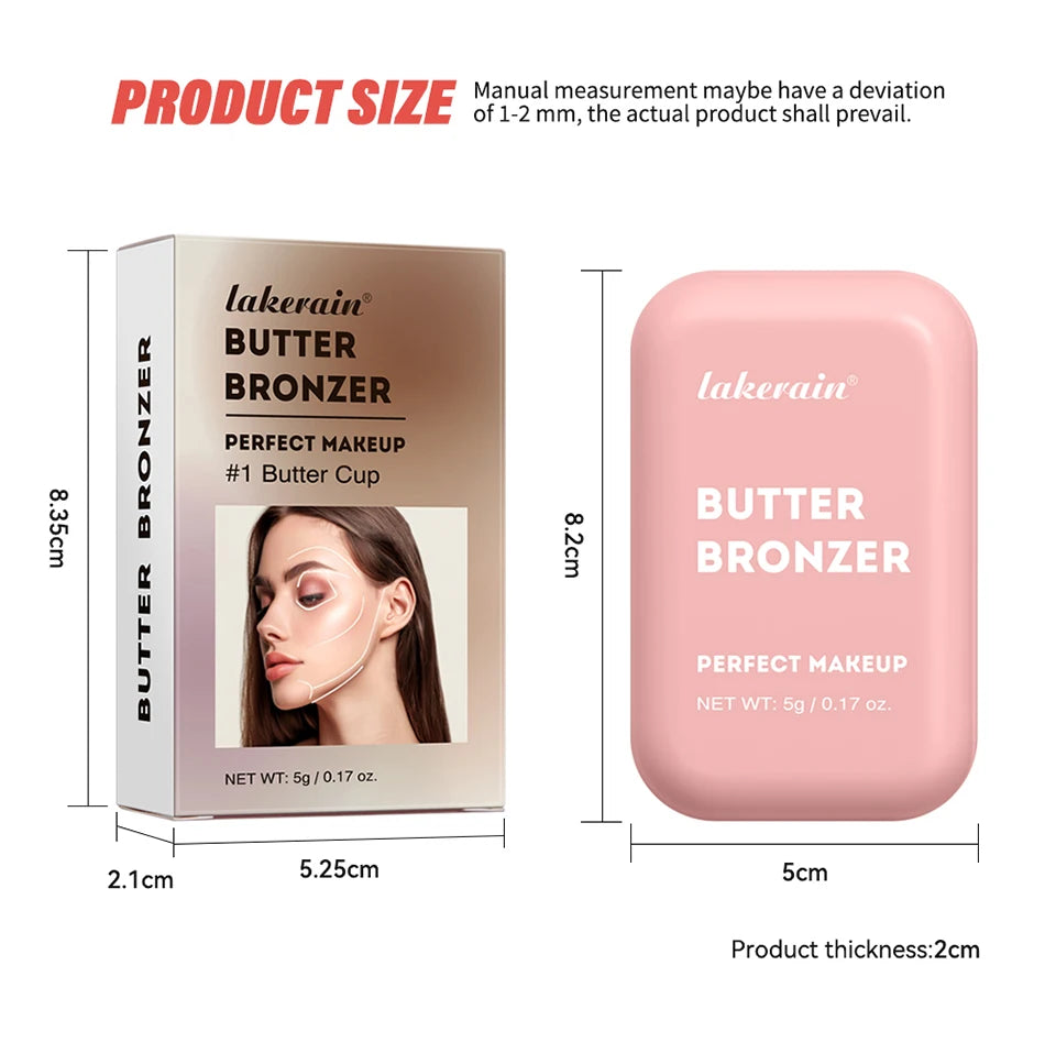 Soft Matte Butter Bronzer Powder for Sculpted and Natural Face Contouring