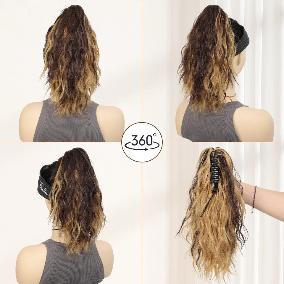 14-Inch Wavy Synthetic Claw Clip Ponytail Extension - 4