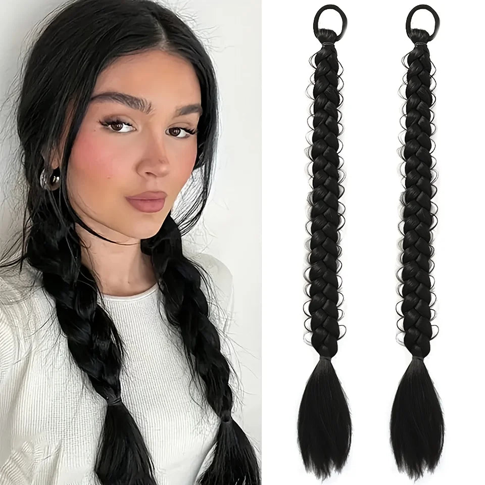 2-Piece Long Braided Ponytail Extensions for Daily Hair Styling - 9