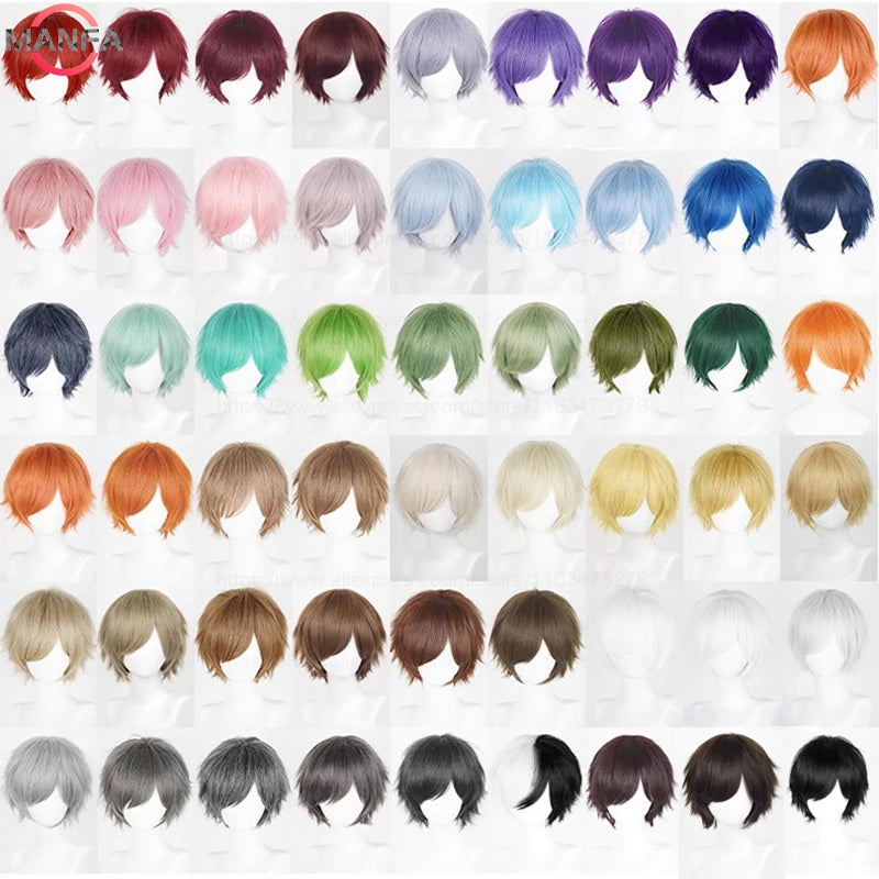 30cm Short Straight Cosplay Wig for Men and Women