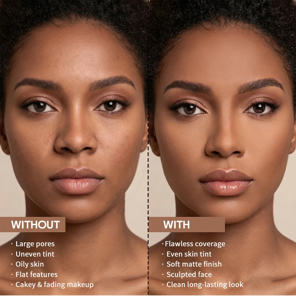 Matte Bronze Pressed Powder for Sculpted Face and Oil Control