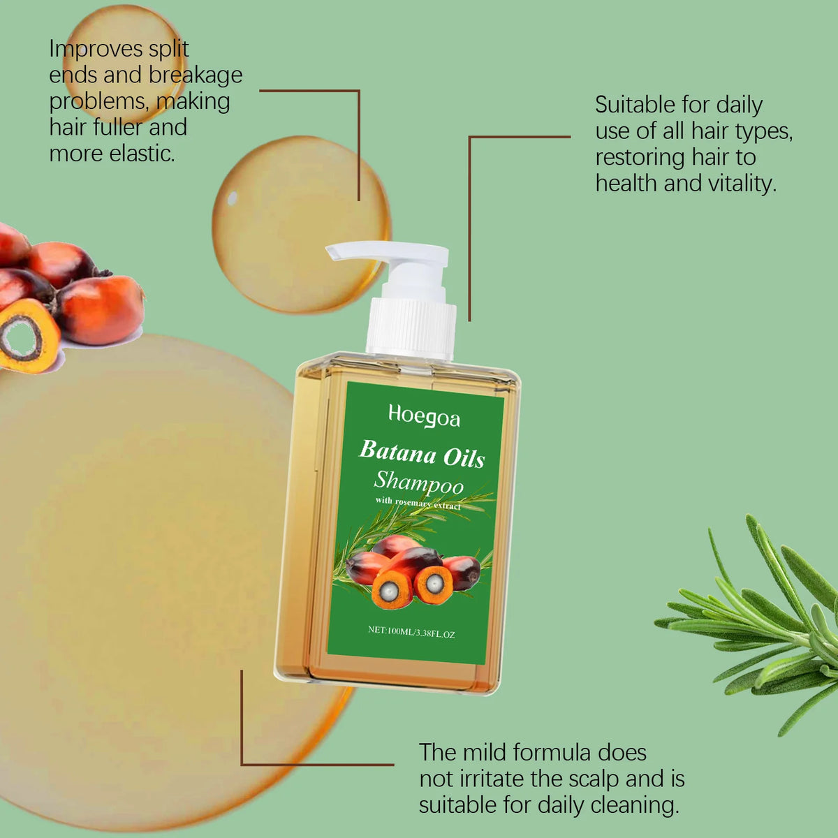 Batana Oil Hair Growth Shampoo for Damaged Hair and Scalp Repair