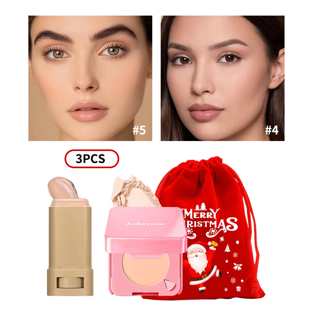 Matte Foundation Stick and Setting Powder Makeup Set for Flawless Skin - 36