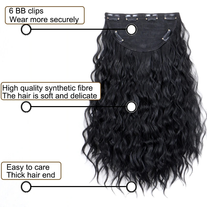 18-Inch Wavy Curly One-Piece Clip-In Hair Extension - 5