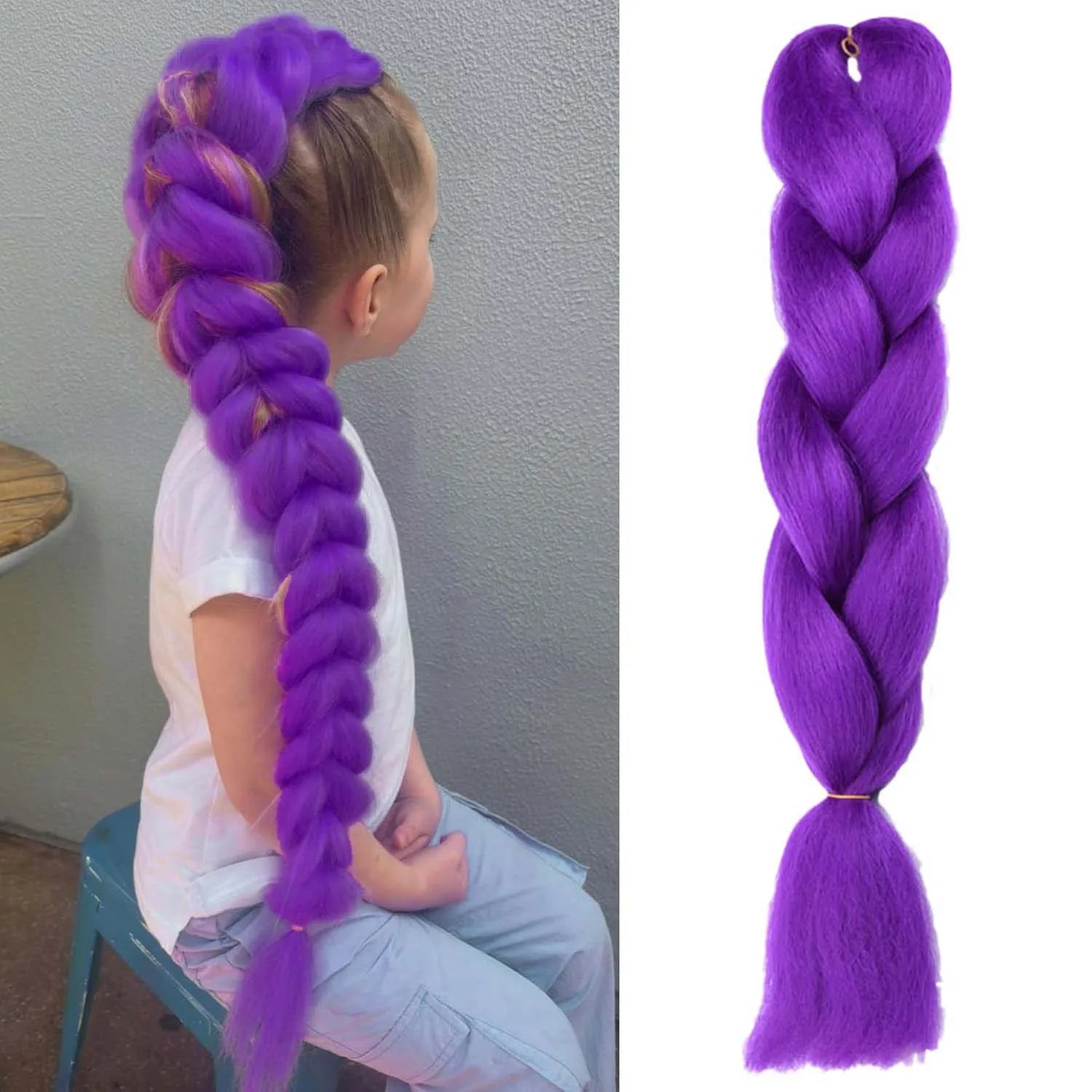 24-Inch Synthetic Purple Braiding Hair Extensions - 1