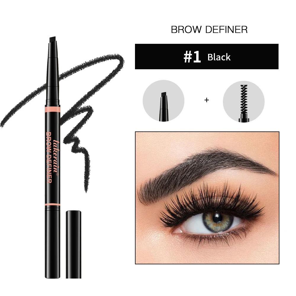 Waterproof Triangular Tip Eyebrow Pencil with Built-in Grooming Brush - 24