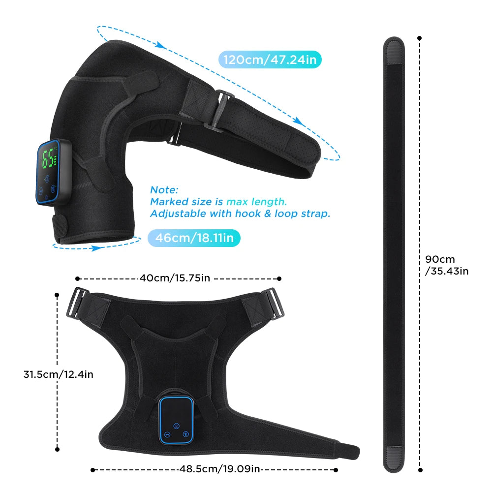Cordless Heated Shoulder Massage Brace with App Control and Vibration - 18
