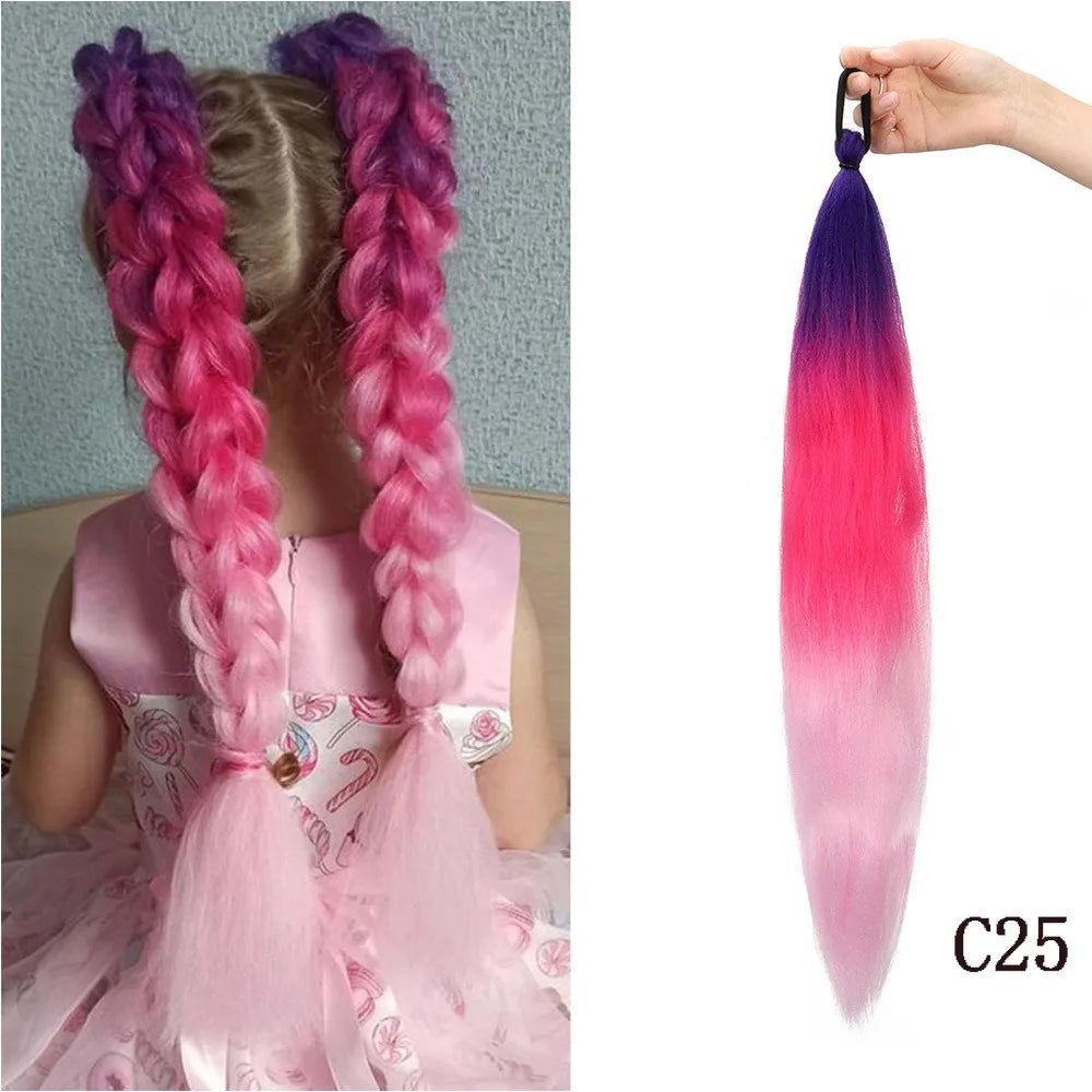 26-Inch Colorful Synthetic Braided Ponytail Extension - 13