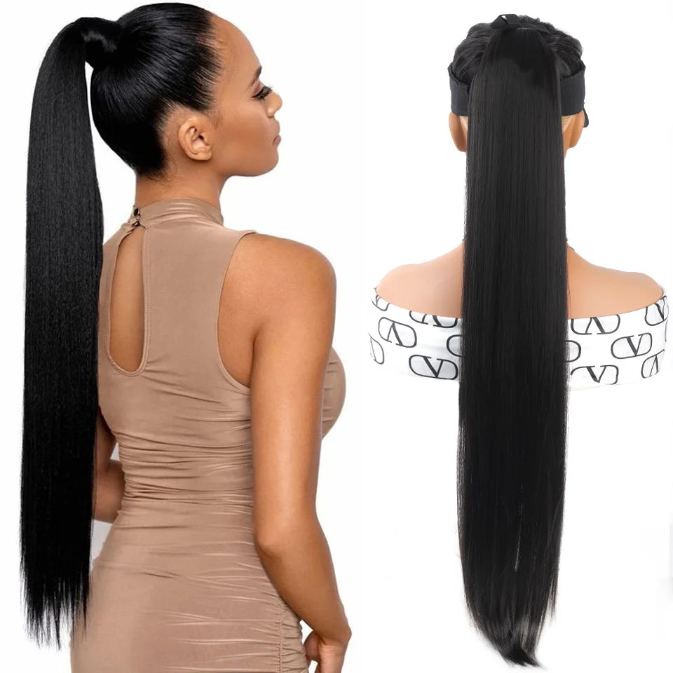 32-Inch Long Straight Wrap Around Ponytail Hair Extension - 9