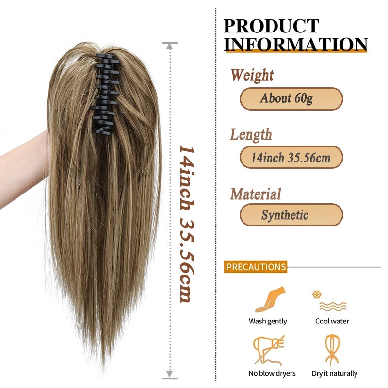 14-Inch Straight Claw Clip Ponytail Extension - 8