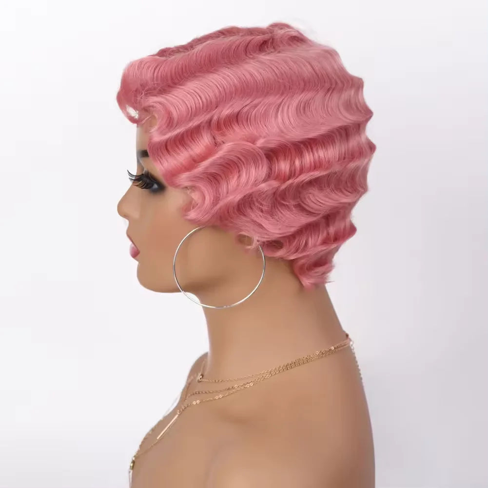 Short Finger Wave Curly Wig for Women Retro 1920s Style Party Hair - 14
