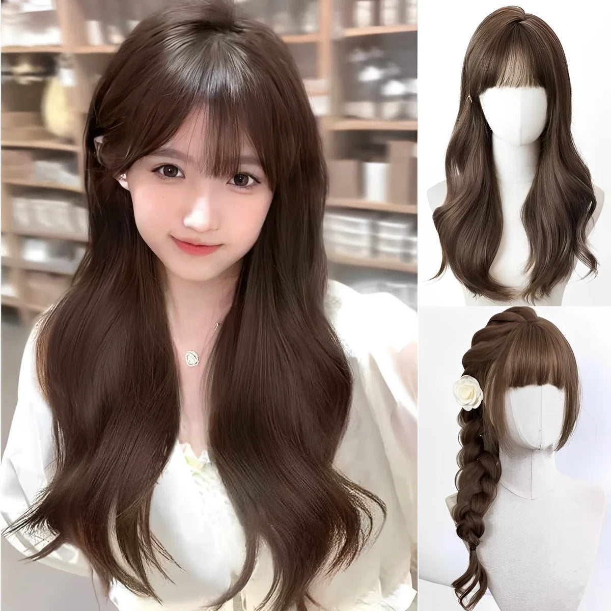 Long Curly Anime Cosplay Wig with Ponytails