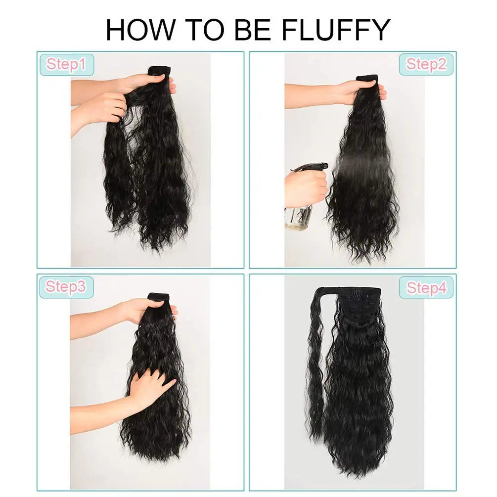 Long Wavy Synthetic Wrap Around Ponytail Extension for Instant Volume - 5