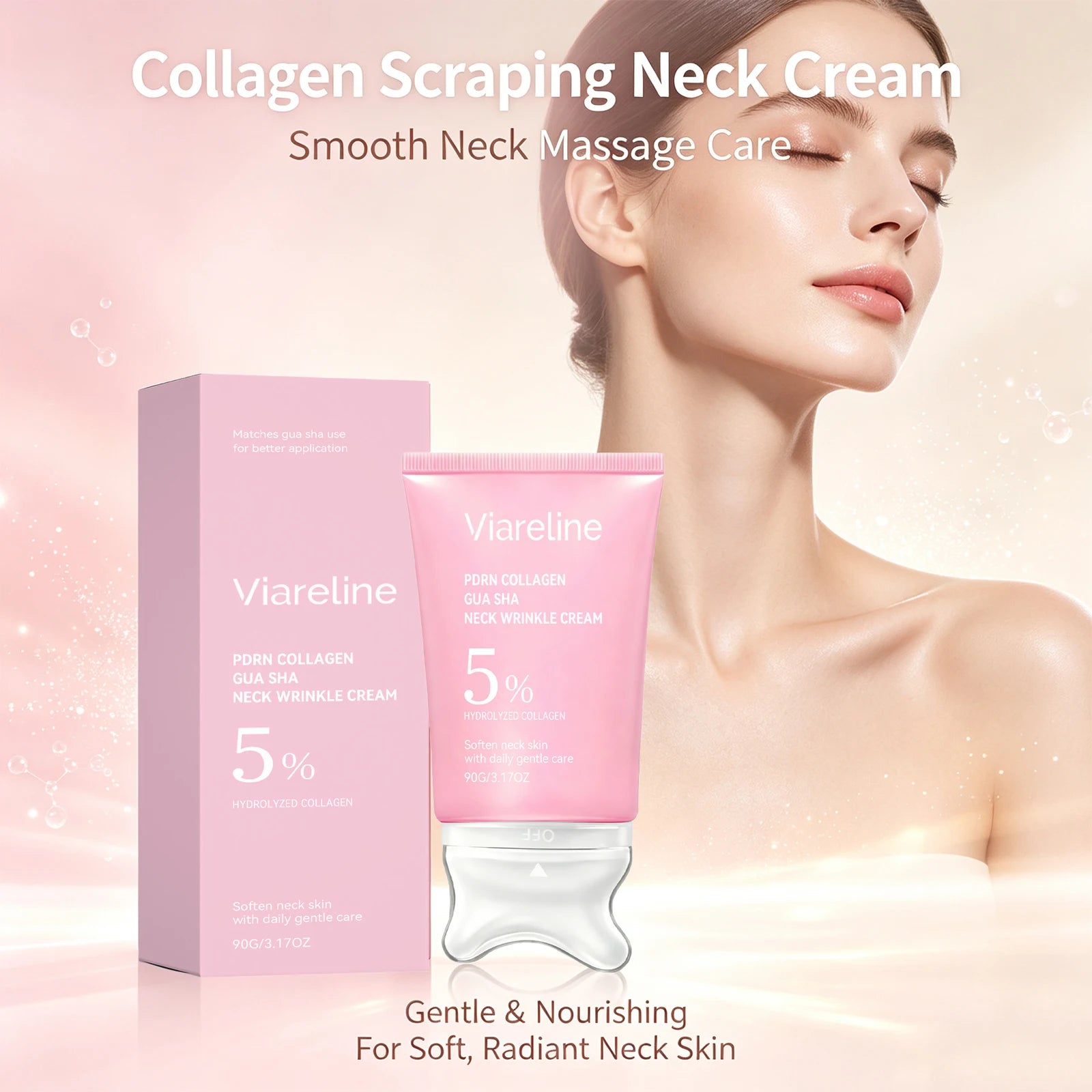 Collagen Firming Neck Cream with Integrated Gua Sha Massage Tool - 3