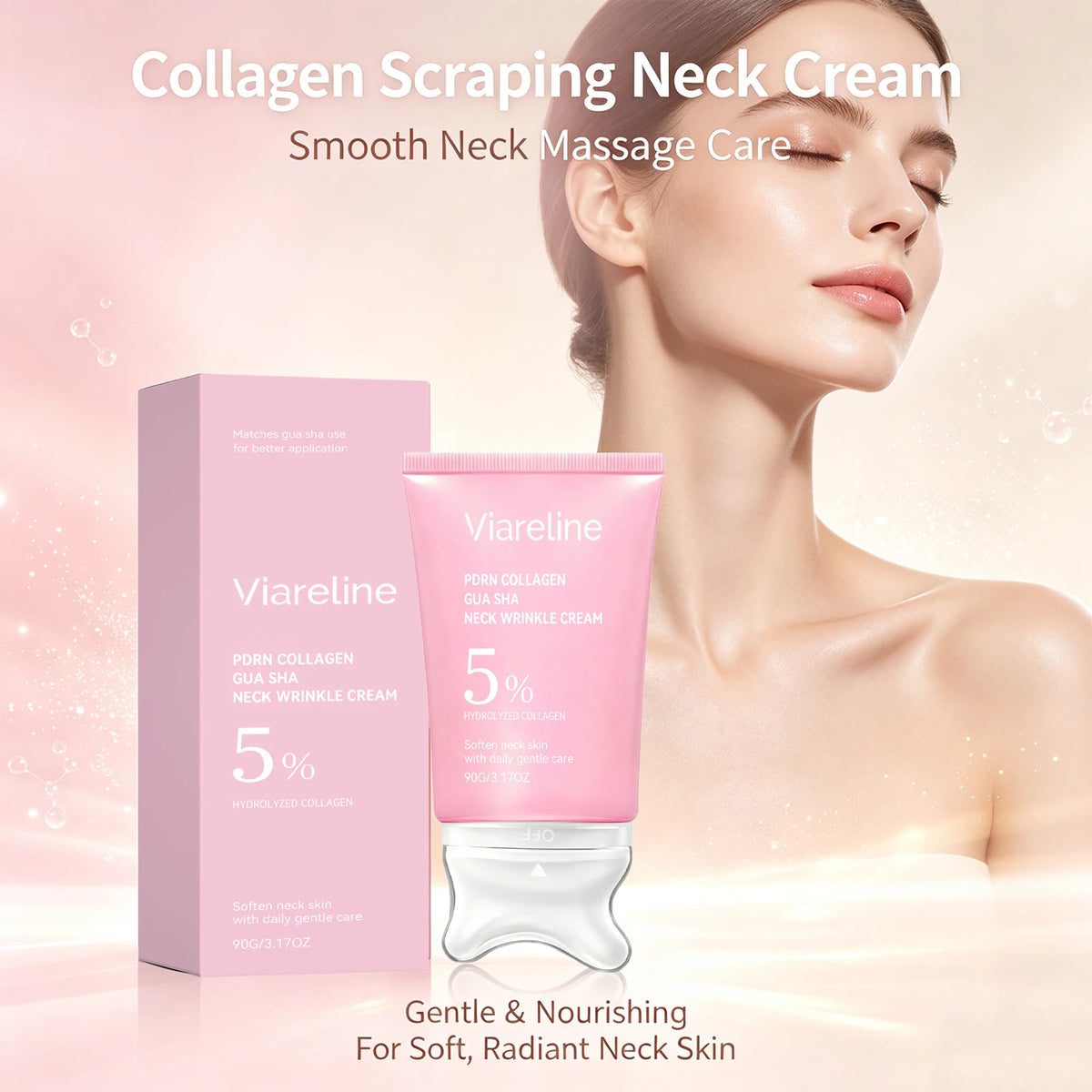 Collagen Firming Neck Cream with Integrated Gua Sha Massage Tool