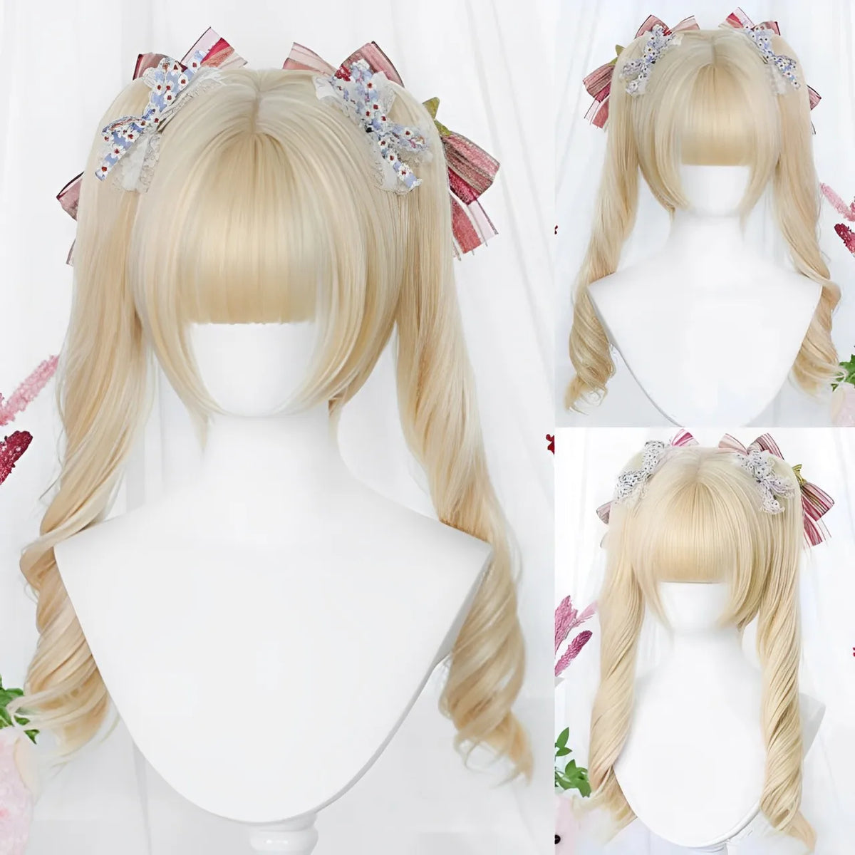 Long Wavy Blonde Cosplay Wig with Bangs