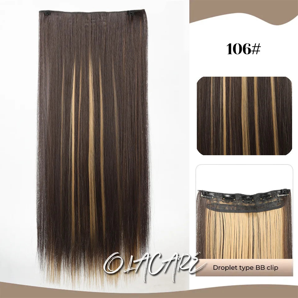 24-Inch Long Straight Clip-In Hair Extensions for Women