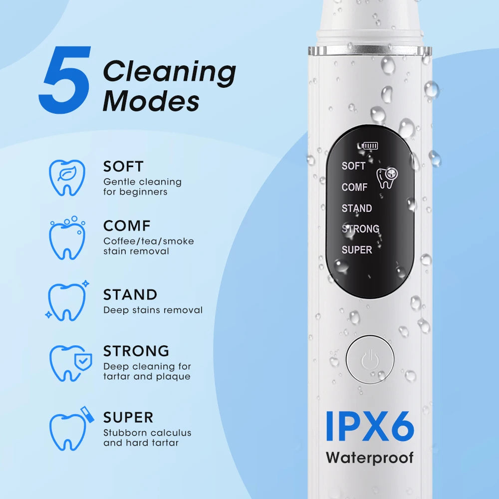 Rechargeable Ultrasonic Teeth Cleaning Kit for Plaque and Tartar Removal - 9