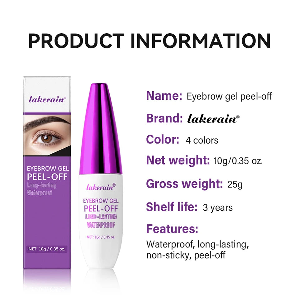 Waterproof Peel-Off Eyebrow Tint Gel for Long-Lasting Natural Brows