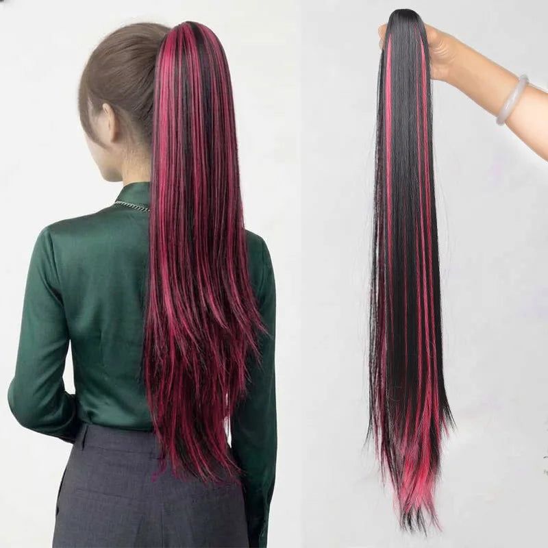 24-Inch Straight Highlight Ponytail Extension