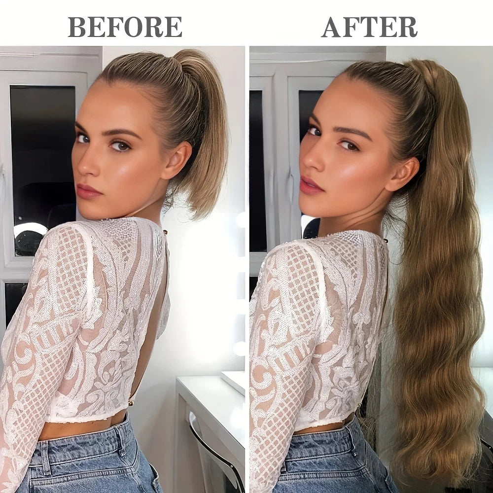 22-Inch Wavy Wrap-Around Ponytail Hair Extension - 5
