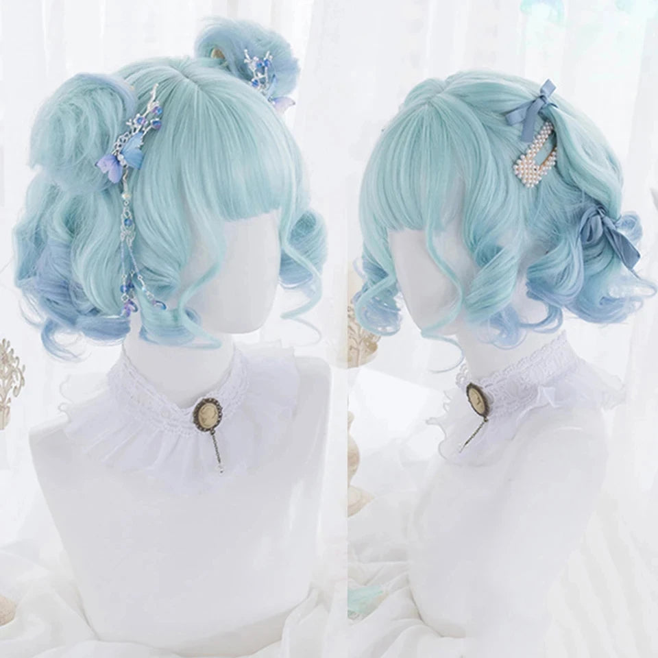Short Curly Bob Wig with Bangs for Cosplay and Daily Wear