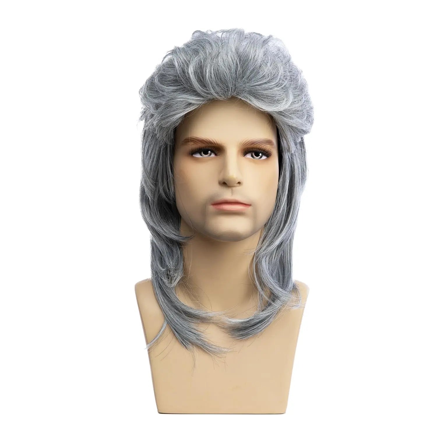Silver Grey 80s Rocker Mullet Wig for Men - 2