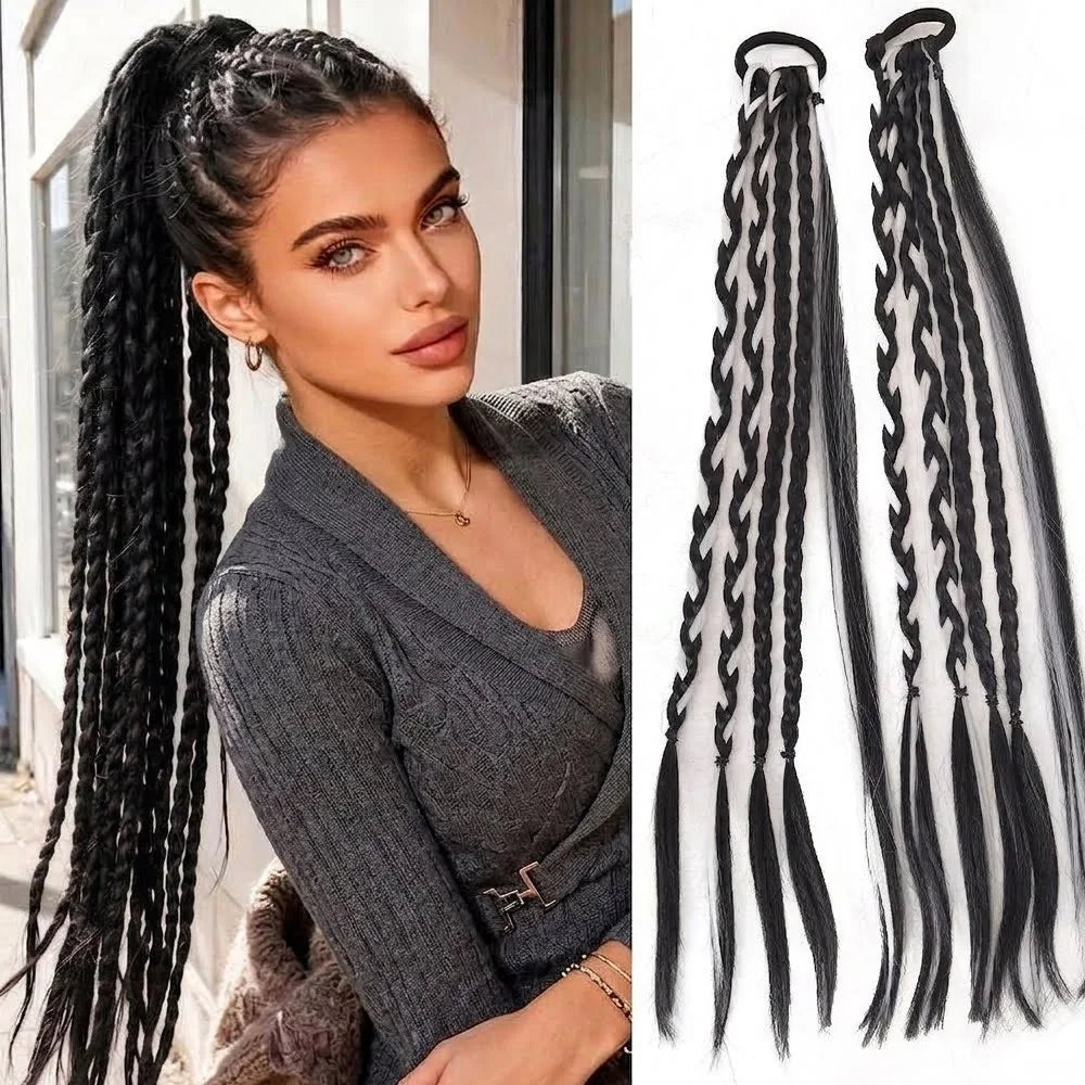 Braided Ponytail Hair Extension with Color Highlights - 9