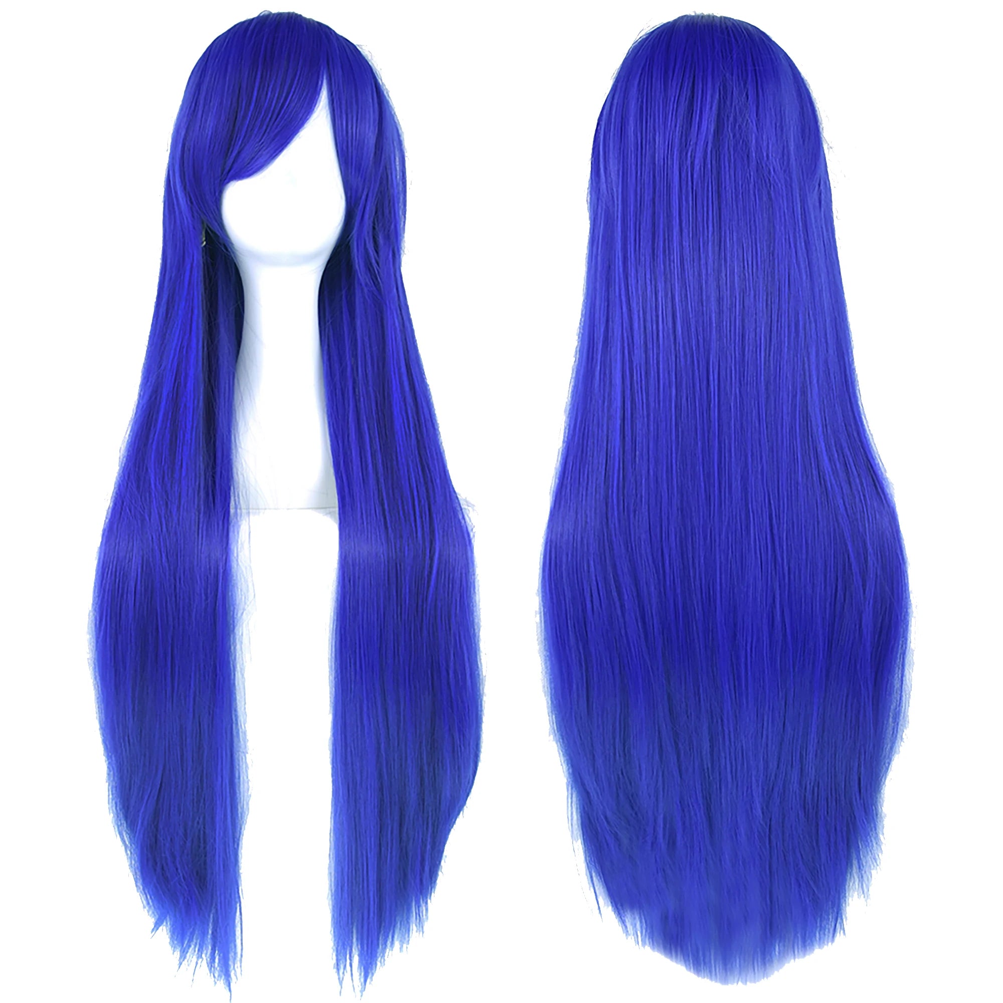 Long Straight Blue Synthetic Wig for Cosplay and Halloween Costumes - 4