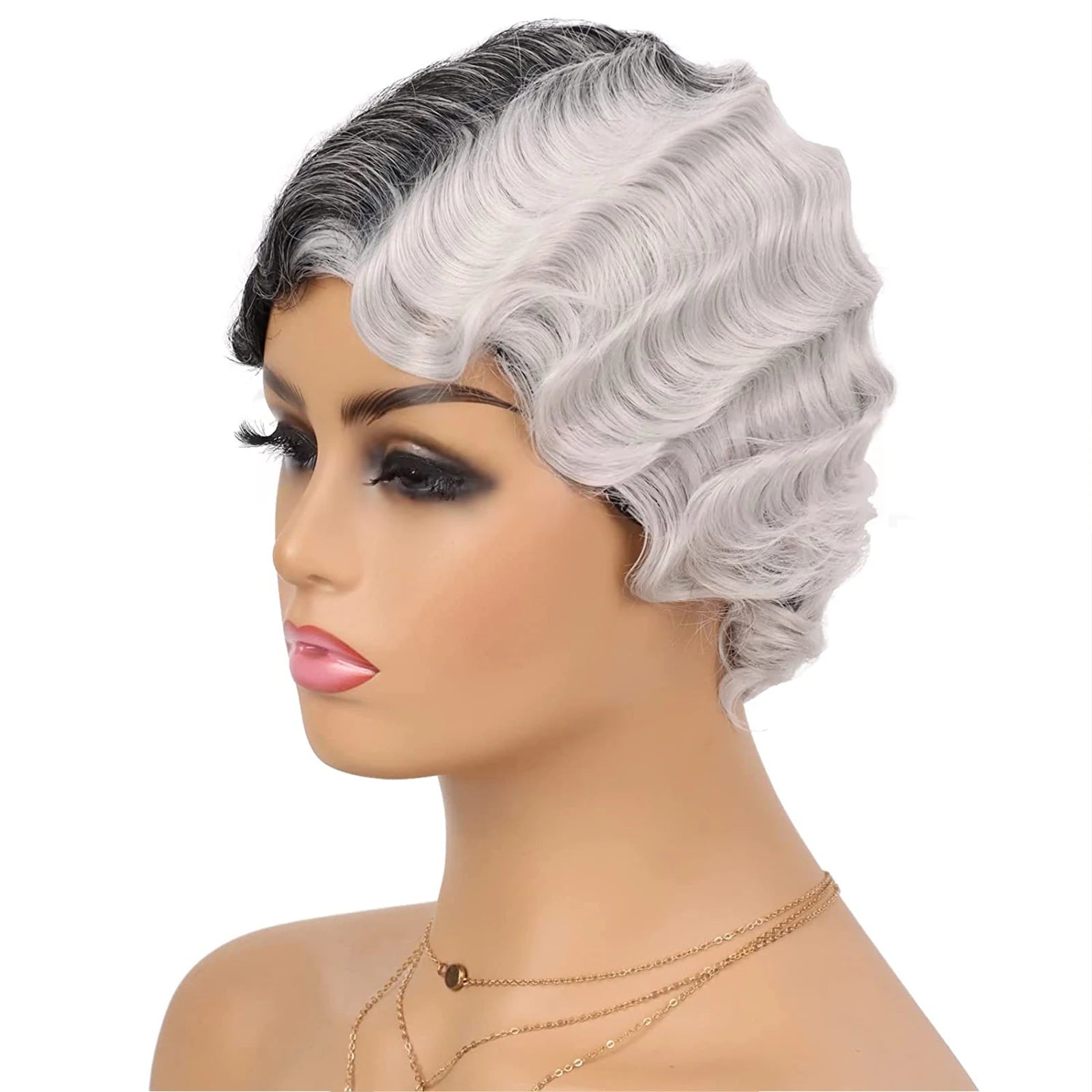 Short Finger Wave Curly Wig for Women Retro 1920s Style Party Hair - 18