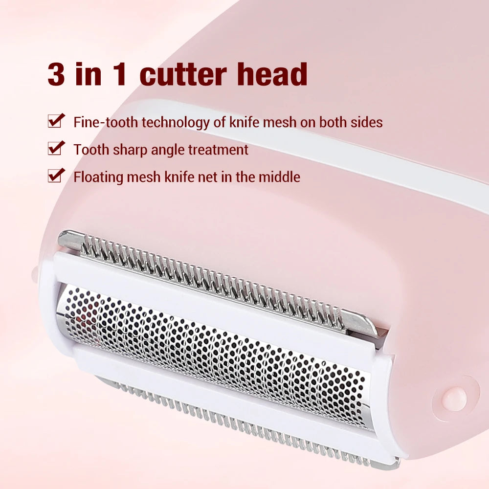 Compact 3-in-1 Electric Lady Shaver for Painless Full Body Hair Removal