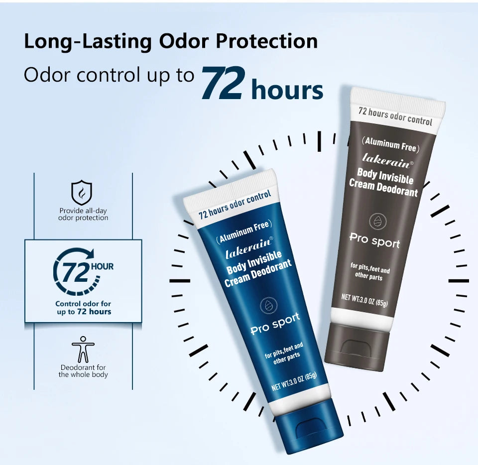 All-Day Invisible Body Deodorant Cream for Full Body Odor Protection