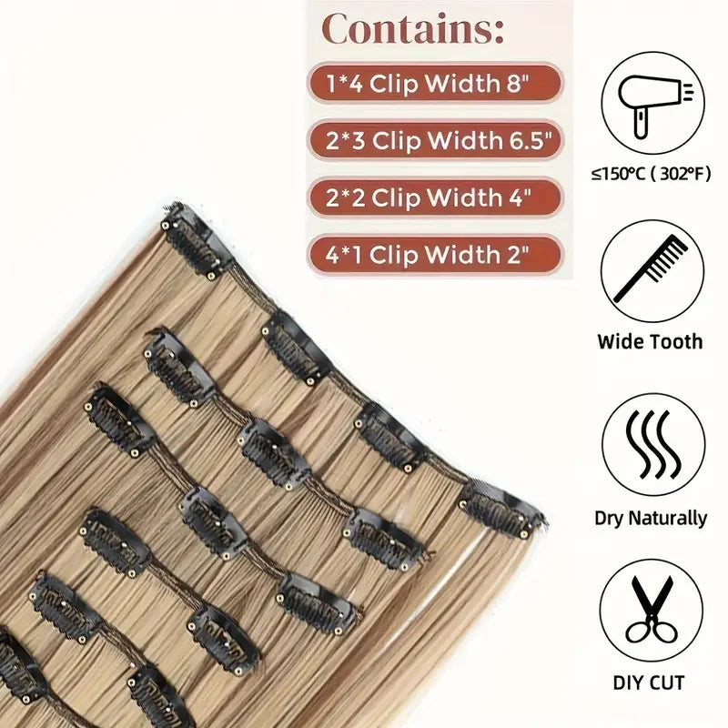 24-Inch Long Straight Clip-In Hair Extensions for Daily Wear - 8