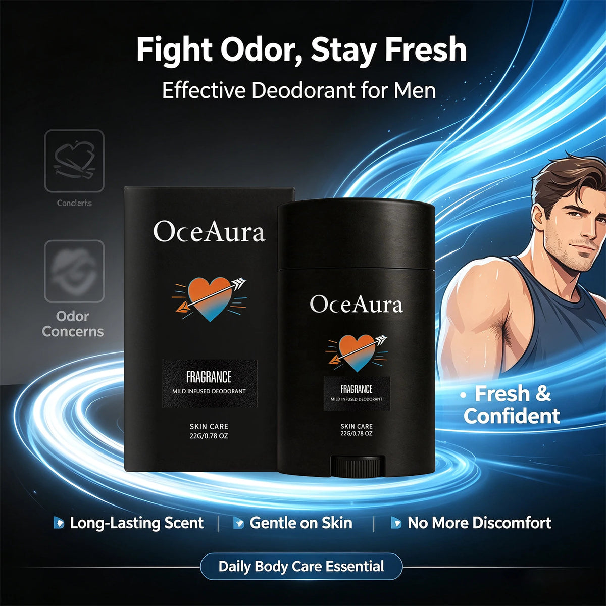 Long-Lasting Solid Deodorant Stick for Men Odor Control and Freshness