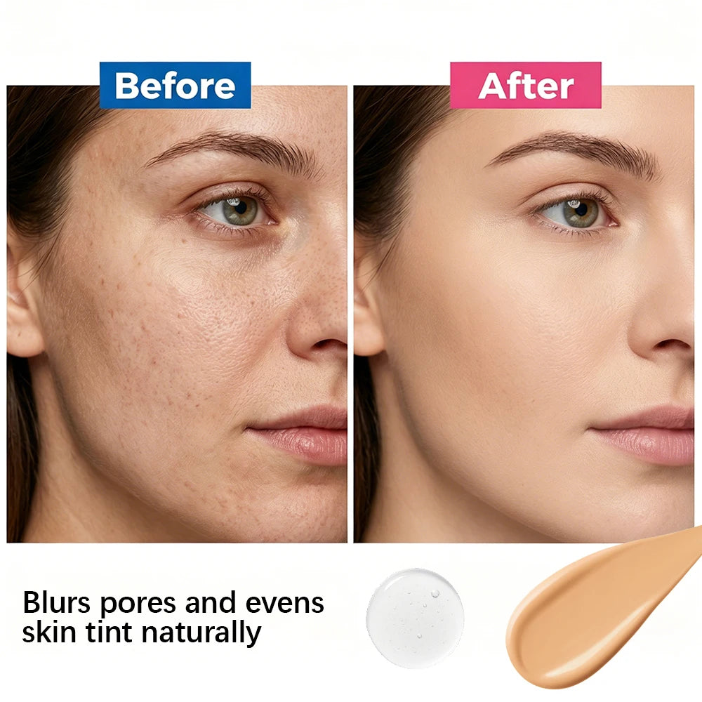 Liquid Foundation and Primer Makeup Set for Long Lasting Natural Finish