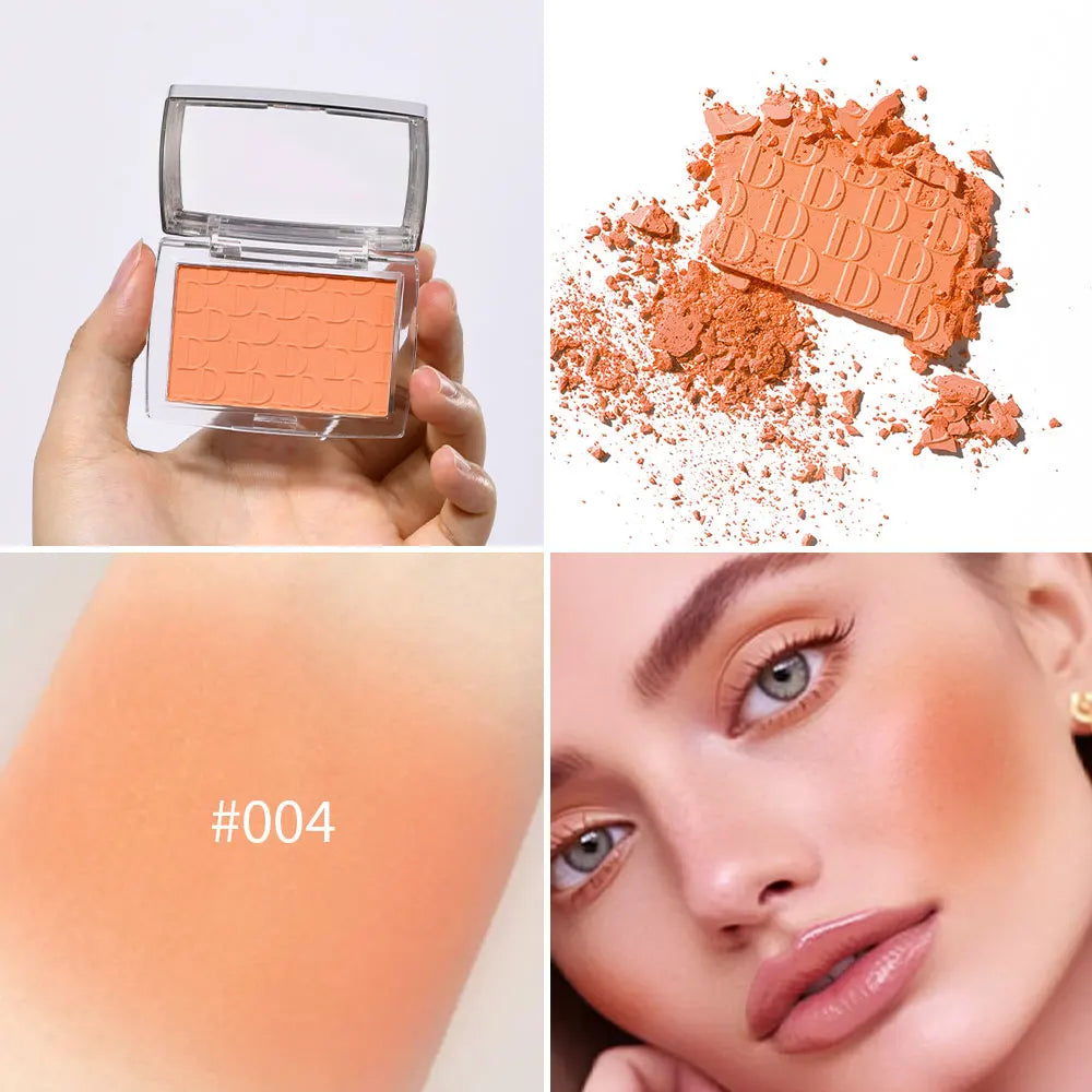 Matte Embossed Blush Palette with Brush for Natural Long Lasting Glow - 6