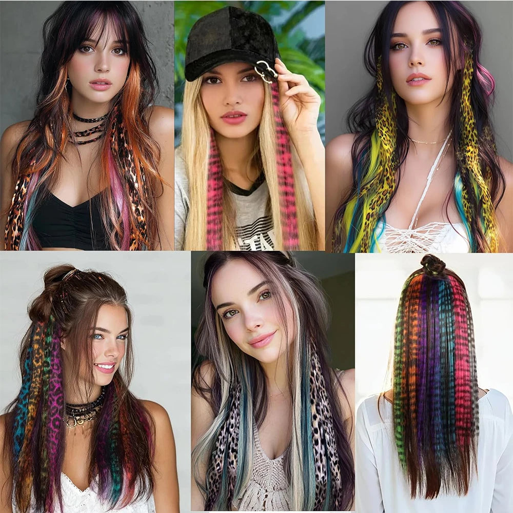 Stripe Printed Clip-In Hair Extensions for Parties and Daily Wear - 8