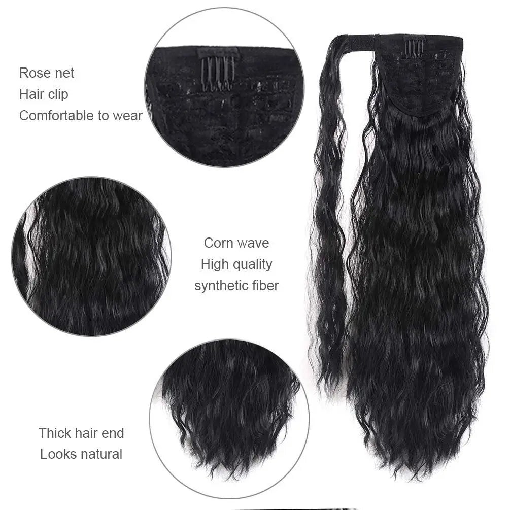Long Wavy Synthetic Wrap Around Ponytail Extension for Instant Volume