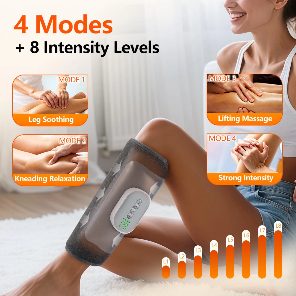Cordless Air Compression Leg Massager with Soothing Heat for Recovery