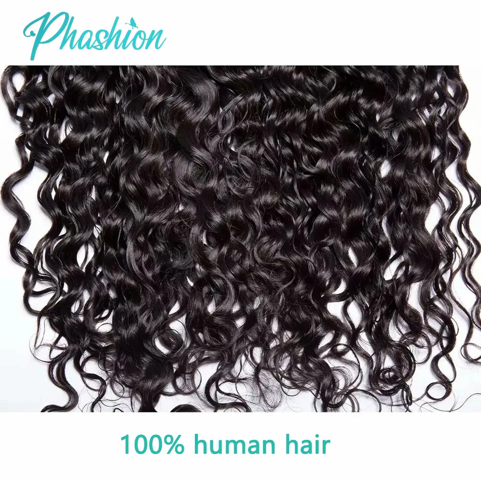 Water Wave Brazilian Human Hair Lace Frontal and Closure - 4