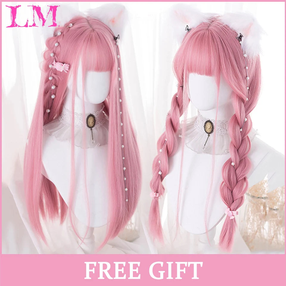 24-Inch Long Pink Cosplay Wig for Costumes - 65