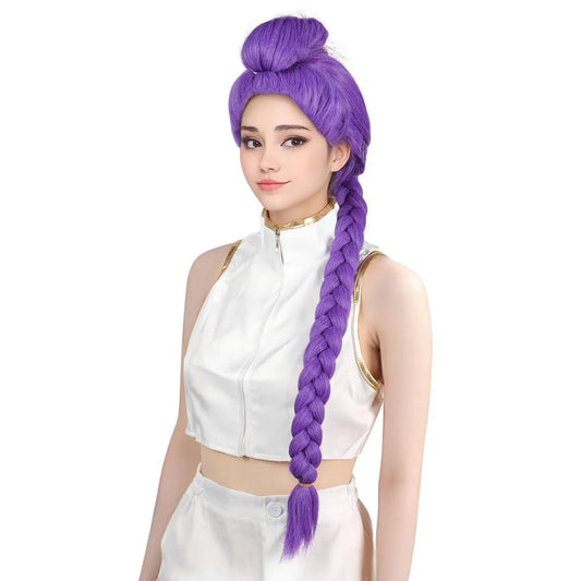 Purple Braided Ponytail Wig for Cosplay and Halloween