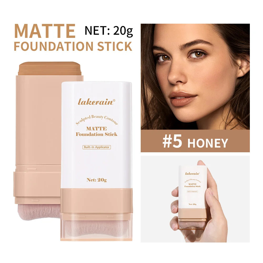 Matte Foundation Stick with Built-in Brush for Flawless Coverage - 43