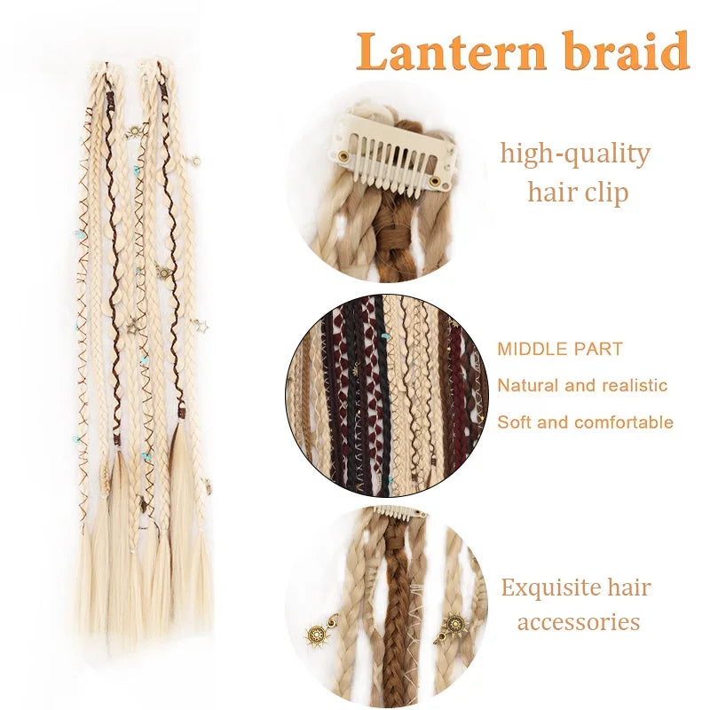 Bohemian Clip-In Braided Hair Extensions with Accessories