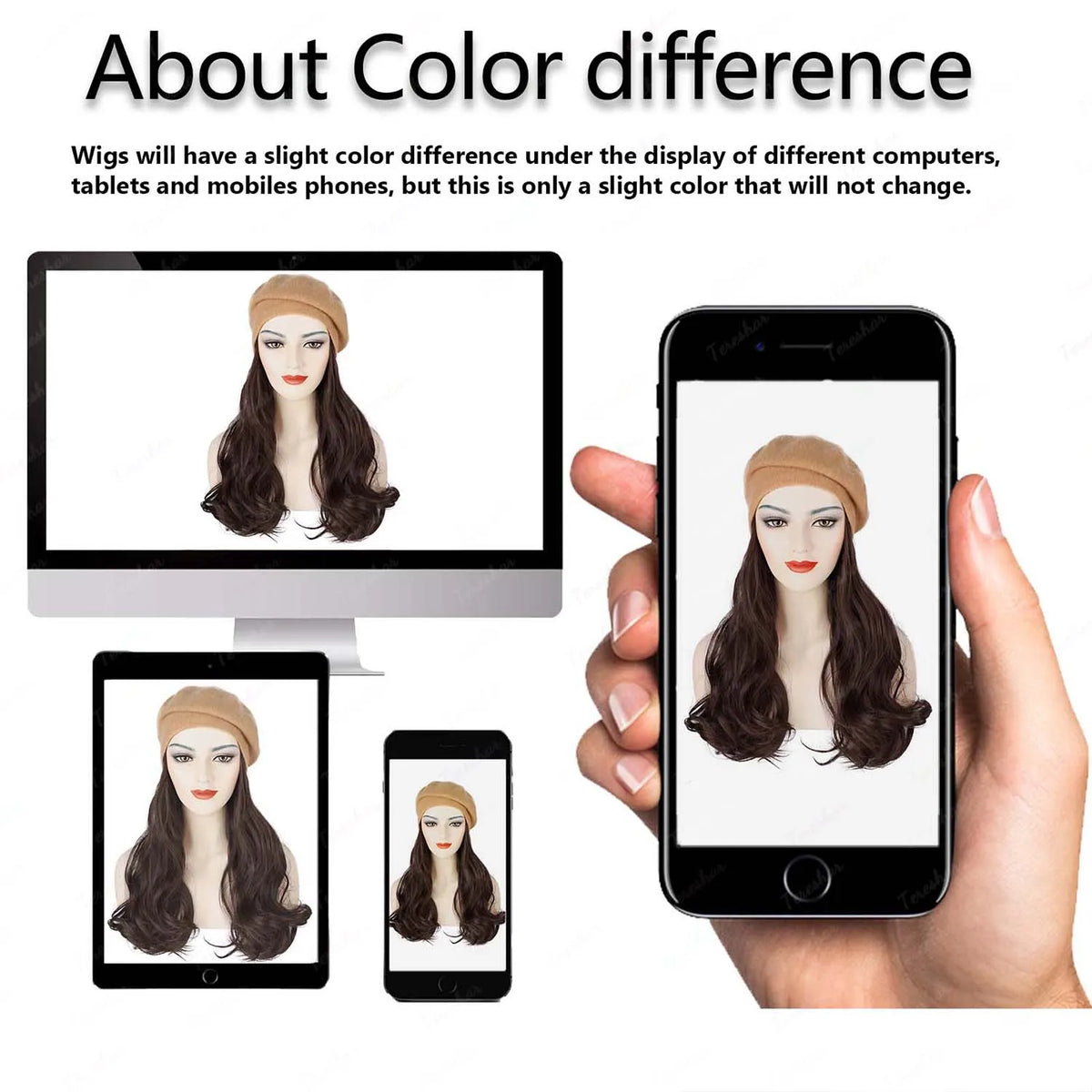 Long Curly Hair Extension Beret Hat for Women
