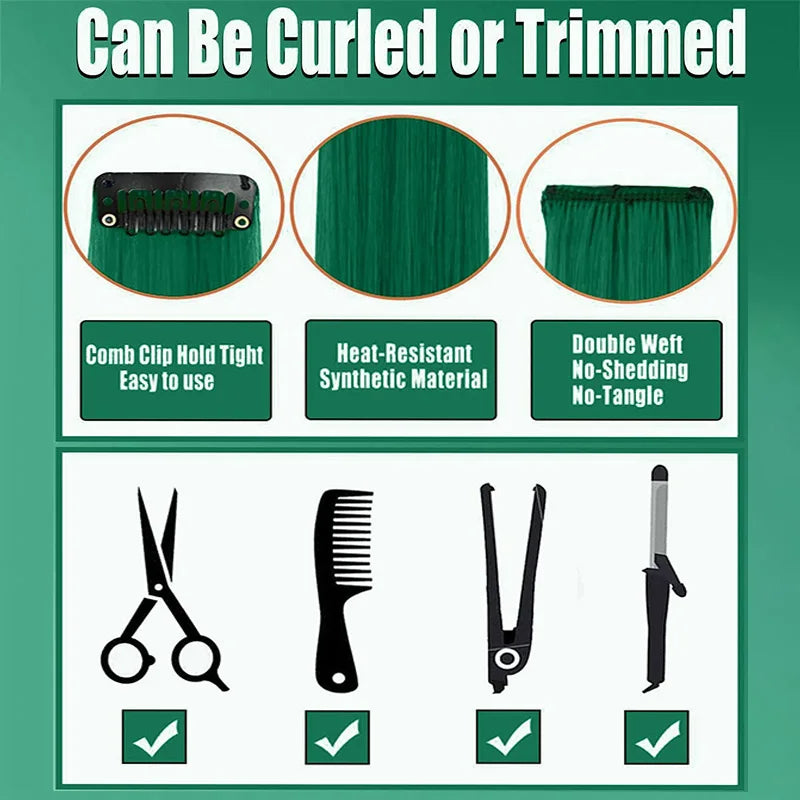 22 Inch Green Clip-In Hair Extensions for Parties - 3