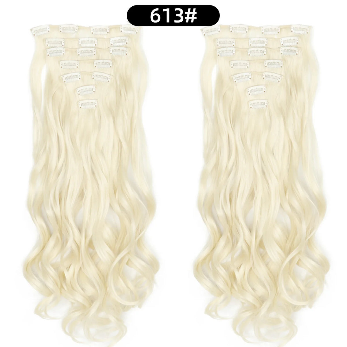 22 Inch Deep Wave Clip-In Hair Extensions Full Head Set